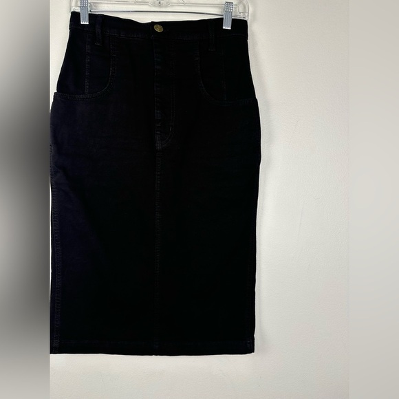 FRAME The High Waisted Seamed Black Denim Midi Skirt Women’s Sz 27 - Picture 5 of 9